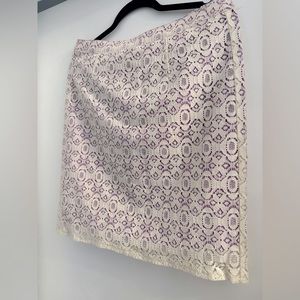 White lace skirt with lilac purple satin lining